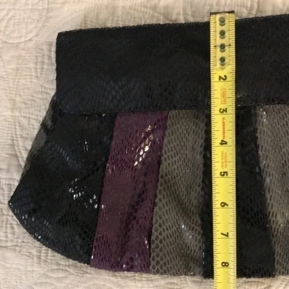 Clutch Purse, Purple Black Grey, Soft Material  14” x 8.5”
